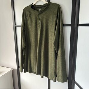 [XL] Gaiam Men’s Long Sleeve Yoga Shirt Olive Green